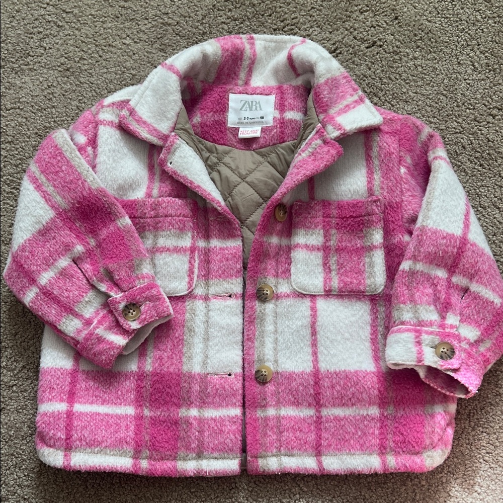 Zara Pink and White Checkered shacket
